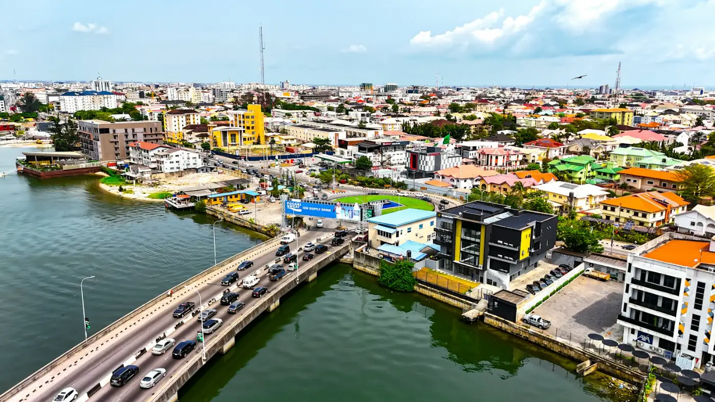 Aerial view of a busy Lagos district