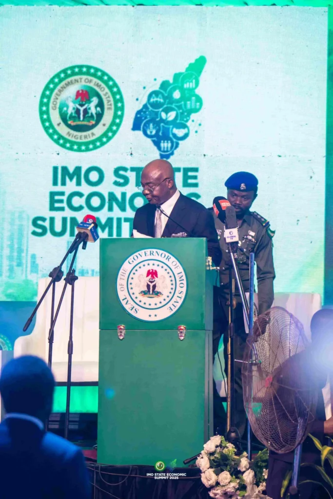 Imo State Governor addressing the Imo Economic Summit 2025