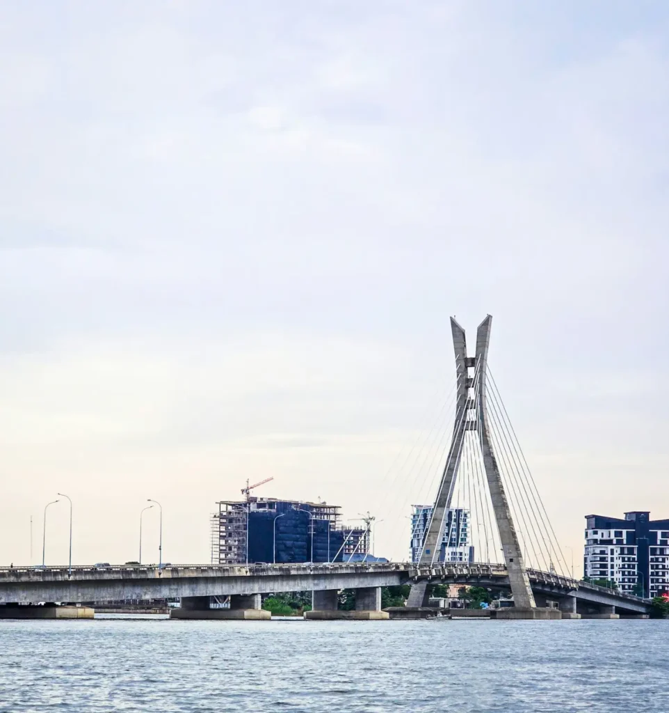 Lekki–Ikoyi Link Bridge with the Lagos skyline