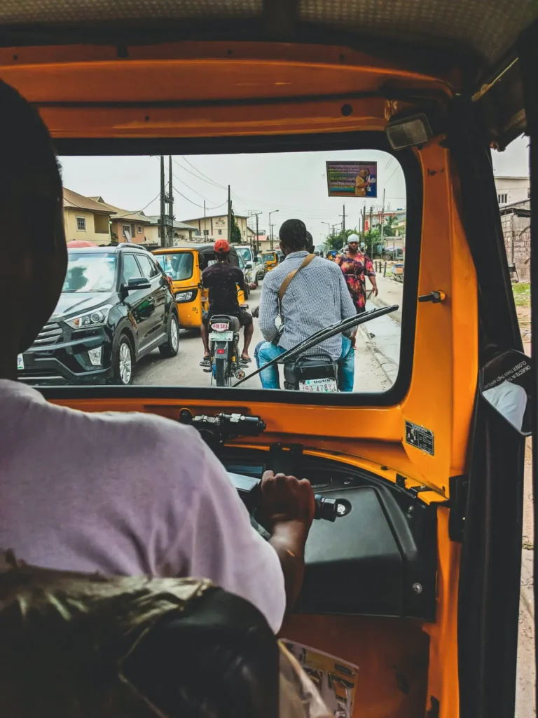 Yellow danfo buses on a Lagos street
