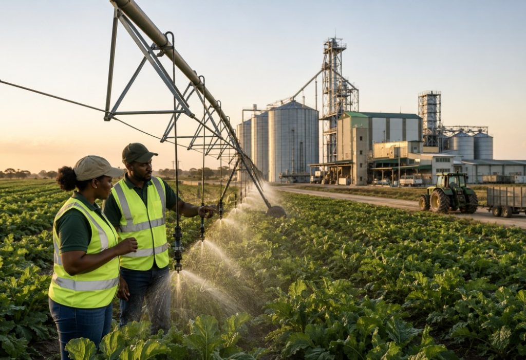 Agriculture, irrigated fields, agro-processing